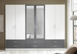 Kleiderschrank Janne weiß Graphit B/H/T: ca. 272x211x55 cm