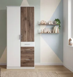 Kleiderschrank Joker weiß Eiche Flagstaff Nachbildung B/H/T: ca. 90x199x58 cm