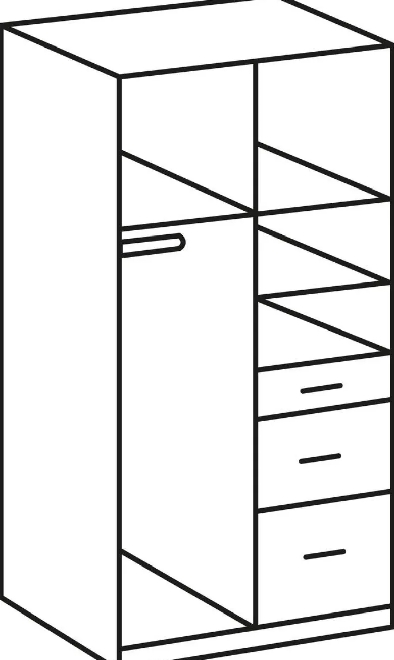 Kleiderschrank Joker weiß Eiche Flagstaff Nachbildung B/H/T: ca. 90x199x58 cm