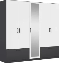 Kleiderschrank Jubi Alpinweiß grau B/H/T: ca. 226x210x54 cm