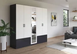 Kleiderschrank Jubi Alpinweiß grau B/H/T: ca. 226x210x54 cm