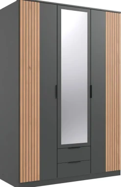 Kleiderschrank Lübeck Graphit Eiche Artisan Nachbildung B/H/T: ca. 135x199x58 cm