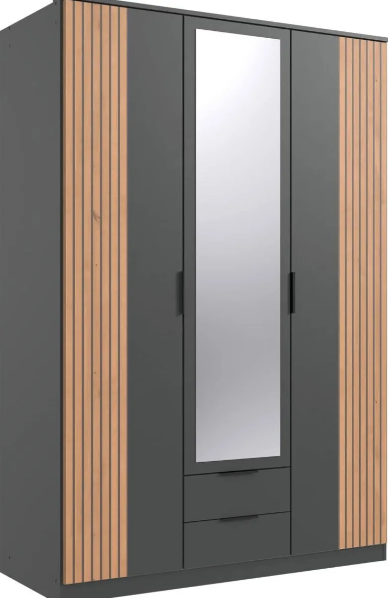 Kleiderschrank Lübeck Graphit Eiche Artisan Nachbildung B/H/T: ca. 135x199x58 cm