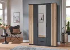 Kleiderschrank Lübeck Graphit Eiche Artisan Nachbildung B/H/T: ca. 135x199x58 cm