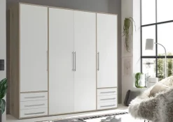 Kleiderschrank Lyss Eiche San-Remo Nachbildung weiß B/H/T: ca. 205x194x58 cm