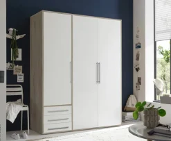 Kleiderschrank Lyss Eiche San-Remo Nachbildung weiß B/H/T: ca. 155x194x58 cm