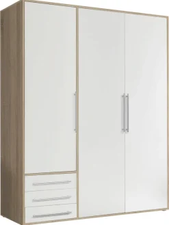 Kleiderschrank Lyss Eiche Sonoma Nachbildung weiß B/H/T: ca. 155x194x58 cm