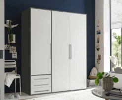 Kleiderschrank Lyss Graphit weiß B/H/T: ca. 155x194x58 cm