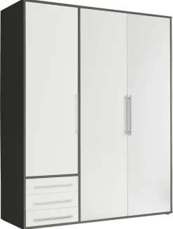 Kleiderschrank Lyss Graphit weiß B/H/T: ca. 155x194x58 cm