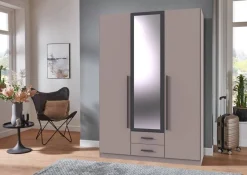 Kleiderschrank Marburg Sahara grau B/H/T: ca. 135x198x58 cm