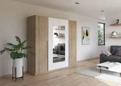 Kleiderschrank Nizza Eiche Sonoma Nachbildung Alpinweiß B/H/T: ca. 226x210x54 cm