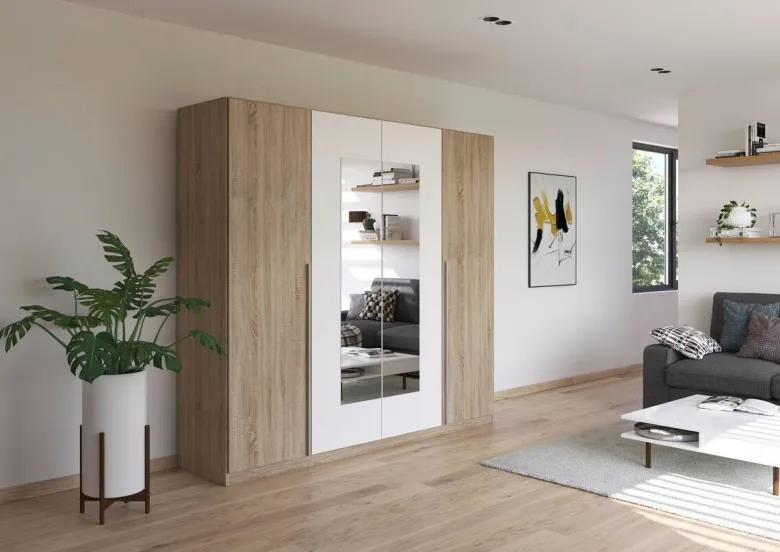 Kleiderschrank Nizza Eiche Sonoma Nachbildung Alpinweiß B/H/T: ca. 226x210x54 cm