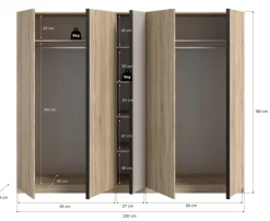 Kleiderschrank OAKLAND Eiche Sonoma Nachbildung Cashmere B/H/T: ca. 230x183x53 cm
