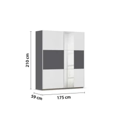 Kleiderschrank Oslo Alpinweiß grau B/H/T: ca. 175x210x59 cm