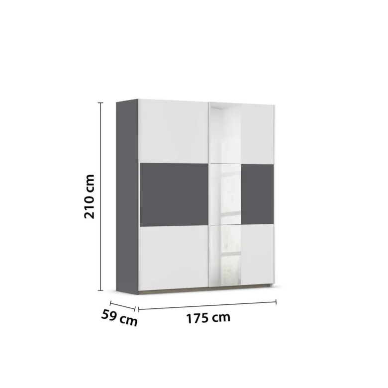 Kleiderschrank Oslo Alpinweiß grau B/H/T: ca. 175x210x59 cm