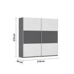 Kleiderschrank Oslo Alpinweiß grau B/H/T: ca. 218x210x59 cm