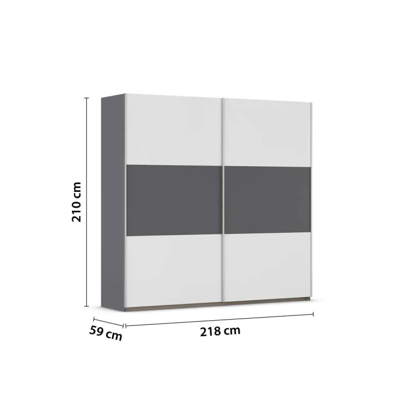Kleiderschrank Oslo Alpinweiß grau B/H/T: ca. 218x210x59 cm