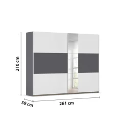 Kleiderschrank Oslo Alpinweiß grau B/H/T: ca. 261x210x59 cm