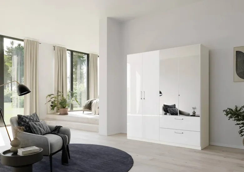 Kleiderschrank Quadra weiß B/H/T: ca. 180x210x54 cm
