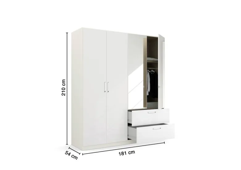 Kleiderschrank Quadra weiß B/H/T: ca. 180x210x54 cm