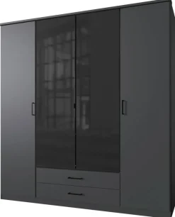 Kleiderschrank Soest Graphit schwarz B/H/T: ca. 180x199x58 cm