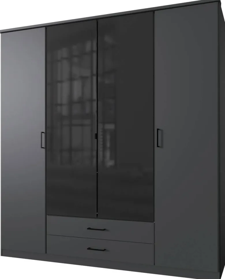 Kleiderschrank Soest Graphit schwarz B/H/T: ca. 180x199x58 cm