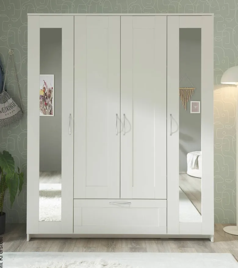 Kleiderschrank weiß B/H/T: ca. 156x191x50 cm