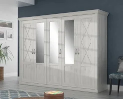 Kleiderschrank weiß Pinie Nachbildung B/H/T: ca. 268,3x205,8x62,6 cm
