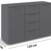 Kommode Aditio grau B/H/T: ca. 120x81x42 cm