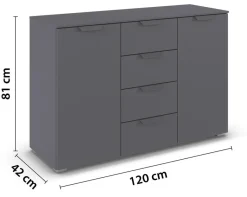 Kommode Aditio grau B/H/T: ca. 120x81x42 cm