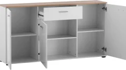Kommode Alanis weiß matt Eiche Artisan Nachbildung B/H/T: ca. 150x80x34 cm