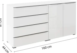 Kommode Aldono Deluxe Alpinweiß B/H/T: ca. 160x81x42 cm