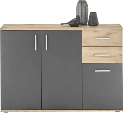 Kommode BC 1040 Eiche Viking Nachbildung dunkelgrau B/H/T: ca. 120x84x35 cm