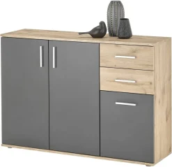 Kommode BC 1040 Eiche Viking Nachbildung dunkelgrau B/H/T: ca. 120x84x35 cm