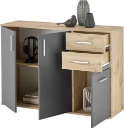 Kommode BC 1040 Eiche Viking Nachbildung dunkelgrau B/H/T: ca. 120x84x35 cm