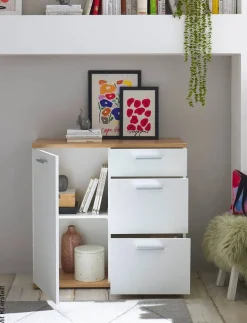 Kommode BC 1035 weiß Eiche Artisan Nachbildung B/H/T: ca. 96x86x38 cm