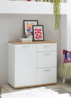 Kommode BC 1035 weiß Eiche Artisan Nachbildung B/H/T: ca. 96x86x38 cm