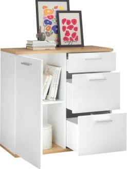 Kommode BC 1035 weiß Eiche Artisan Nachbildung B/H/T: ca. 96x86x38 cm