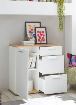 Kommode BC 1035 weiß Eiche Artisan Nachbildung B/H/T: ca. 96x86x38 cm