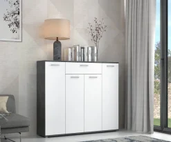 Kommode Beton dunkel Optik weiß B/H/T: ca. 139x121x35 cm