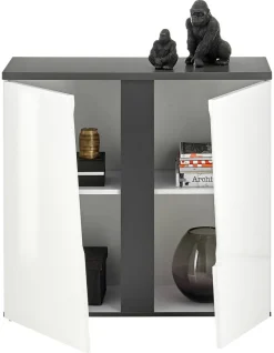 Kommode Boston weiß Hochglanz anthrazit B/H/T: ca. 88x83x38 cm