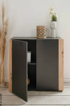 Kommode Cento anthrazit Eiche Artisan Oak Nachbildung B/H/T: ca. 89x83x35 cm