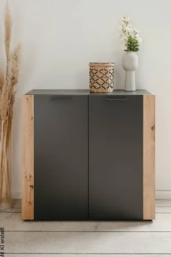 Kommode Cento anthrazit Eiche Artisan Oak Nachbildung B/H/T: ca. 89x83x35 cm