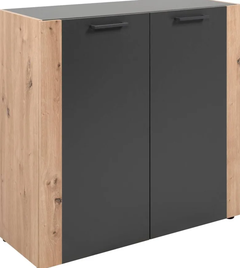 Kommode Cento anthrazit Eiche Artisan Oak Nachbildung B/H/T: ca. 89x83x35 cm
