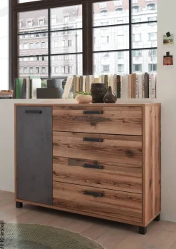 Kommode Dover Alpin Lodge Nachbildung Betonoxid Optik B/H/T: ca. 125x96x38 cm