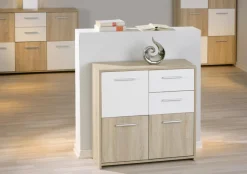 Kommode Eboli Eiche Sonoma Nachbildung weiß B/H/T: ca. 77x77x30 cm