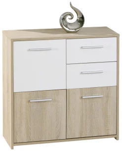 Kommode Eboli Eiche Sonoma Nachbildung weiß B/H/T: ca. 77x77x30 cm