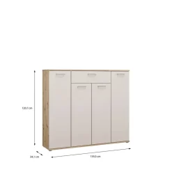 Kommode Eiche Artisan Nachbildung Eiche Kaschmirgrau Nachbildung B/H/T: ca. 139x121x35 cm