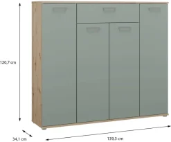 Kommode Eiche Artisan Nachbildung salbei B/H/T: ca. 139x121x35 cm