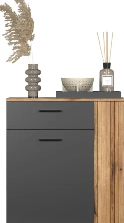 Kommode Esteban anthrazit Eiche Evoke Coast Nachbildung B/H/T: ca. 80x86x38 cm